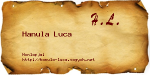 Hanula Luca névjegykártya